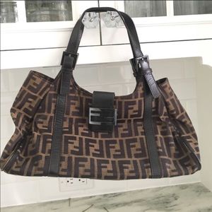 Authentic Fendi Zucca Canvas Tote Tobacco